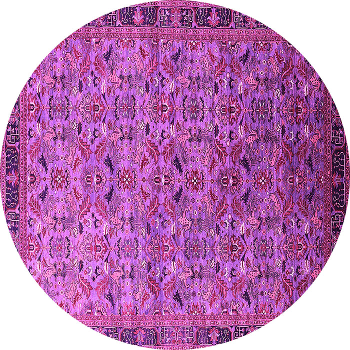 Round Machine Washable Oriental Pink Industrial Rug, wshurb1953pnk