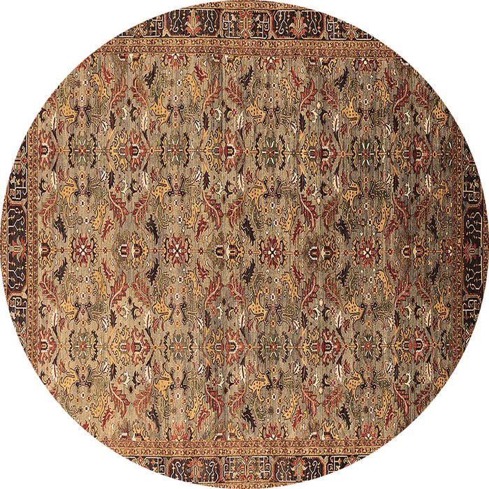 Round Oriental Brown Industrial Rug, urb1953brn