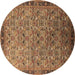 Round Oriental Brown Industrial Rug, urb1953brn