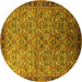 Round Oriental Yellow Industrial Rug, urb1953yw