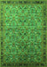 Machine Washable Oriental Green Industrial Area Rugs, wshurb1953grn