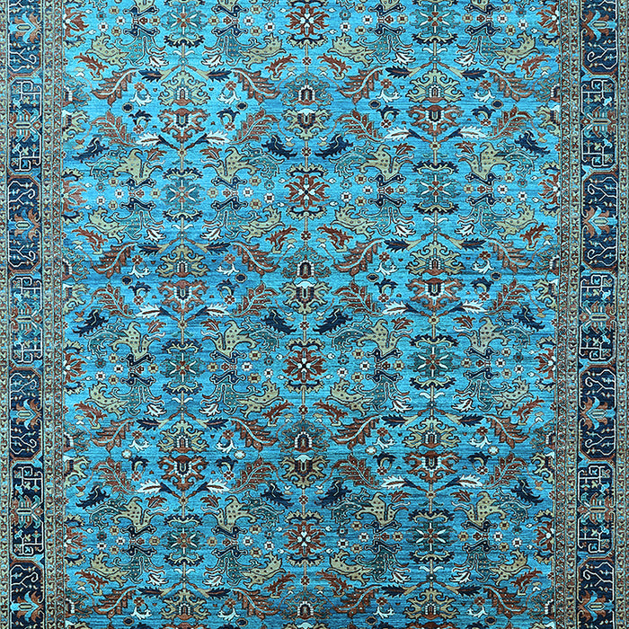 Machine Washable Oriental Light Blue Industrial Rug, wshurb1953lblu