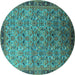 Round Oriental Turquoise Industrial Rug, urb1953turq