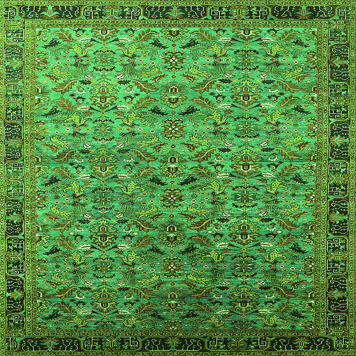 Square Machine Washable Oriental Green Industrial Area Rugs, wshurb1953grn