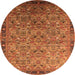 Round Oriental Orange Industrial Rug, urb1953org