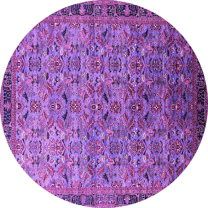 Round Machine Washable Oriental Purple Industrial Area Rugs, wshurb1953pur