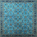 Square Machine Washable Oriental Light Blue Industrial Rug, wshurb1953lblu