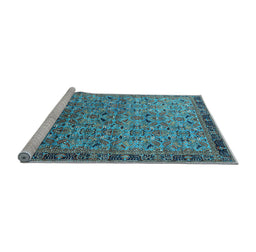 Sideview of Machine Washable Oriental Light Blue Industrial Rug, wshurb1953lblu