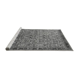 Sideview of Machine Washable Oriental Gray Industrial Rug, wshurb1953gry