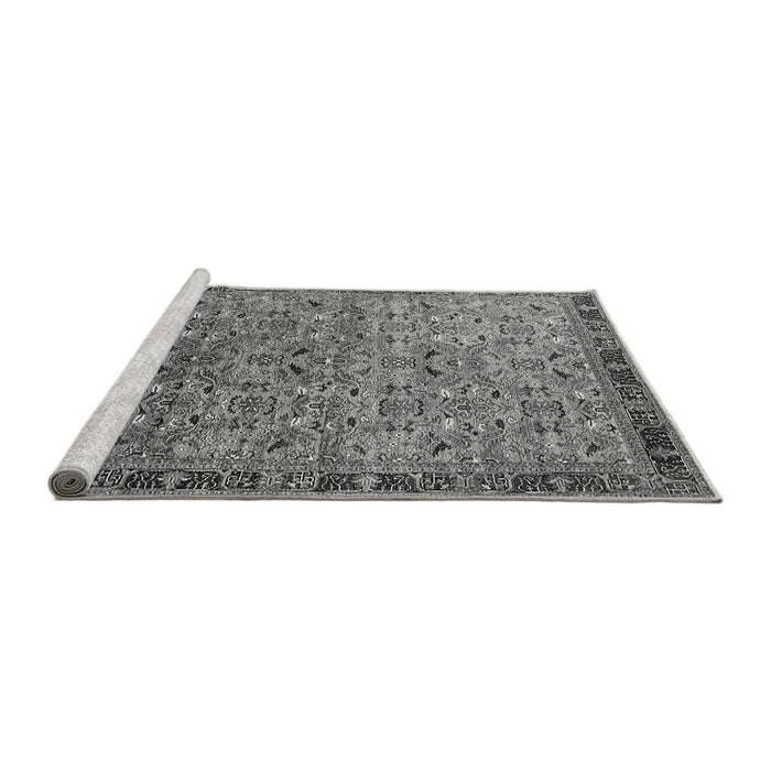 Sideview of Machine Washable Oriental Gray Industrial Rug, wshurb1953gry