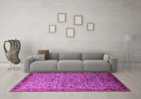 Machine Washable Oriental Pink Industrial Rug, wshurb1953pnk