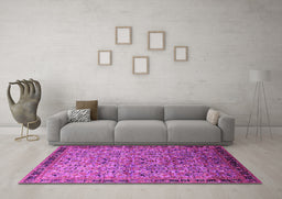 Machine Washable Oriental Pink Industrial Rug in a Living Room, wshurb1953pnk