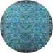 Round Oriental Light Blue Industrial Rug, urb1953lblu