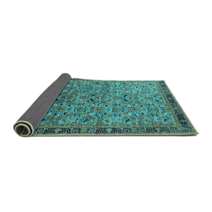 Sideview of Oriental Turquoise Industrial Rug, urb1953turq