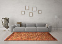 Machine Washable Oriental Orange Industrial Rug, wshurb1953org