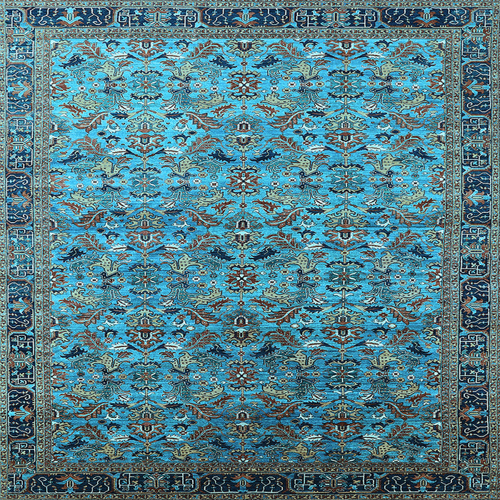 Square Oriental Light Blue Industrial Rug, urb1953lblu