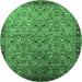 Round Oriental Emerald Green Industrial Rug, urb1953emgrn