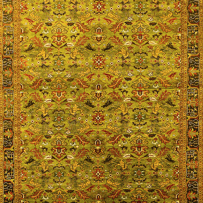 Machine Washable Oriental Yellow Industrial Rug, wshurb1953yw