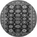 Round Oriental Gray Industrial Rug, urb1954gry