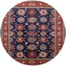 Round Mid-Century Modern Pink Oriental Rug, urb1954