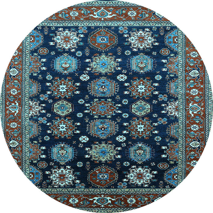 Round Oriental Light Blue Industrial Rug, urb1954lblu