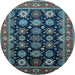 Round Oriental Light Blue Industrial Rug, urb1954lblu