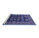 Sideview of Machine Washable Oriental Blue Industrial Rug, wshurb1954blu