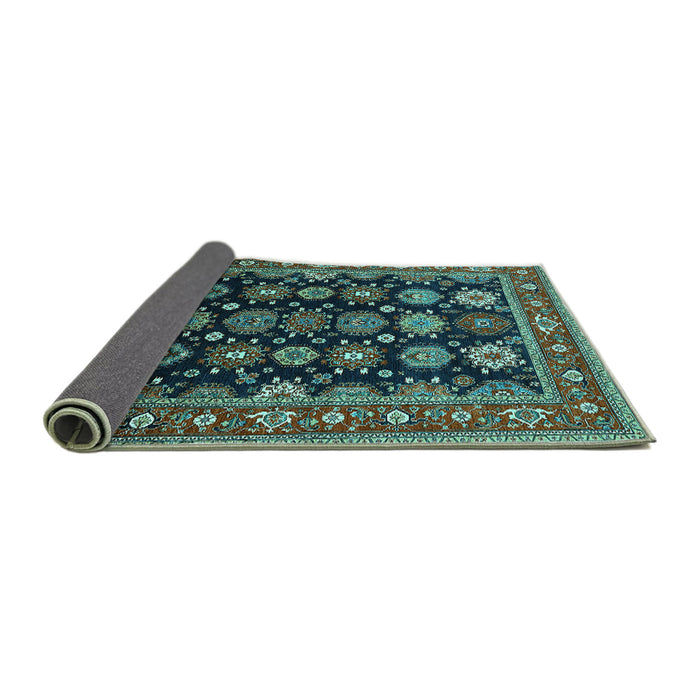 Sideview of Oriental Turquoise Industrial Rug, urb1954turq