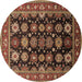 Round Oriental Brown Industrial Rug, urb1954brn