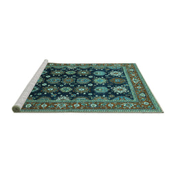 Sideview of Machine Washable Oriental Turquoise Industrial Area Rugs, wshurb1954turq