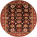 Round Oriental Orange Industrial Rug, urb1954org