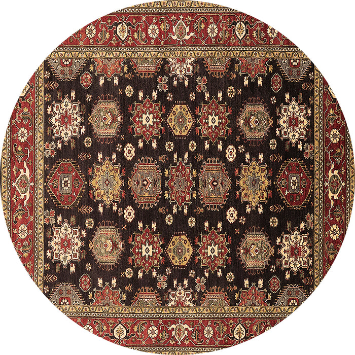 Round Machine Washable Oriental Brown Industrial Rug, wshurb1954brn