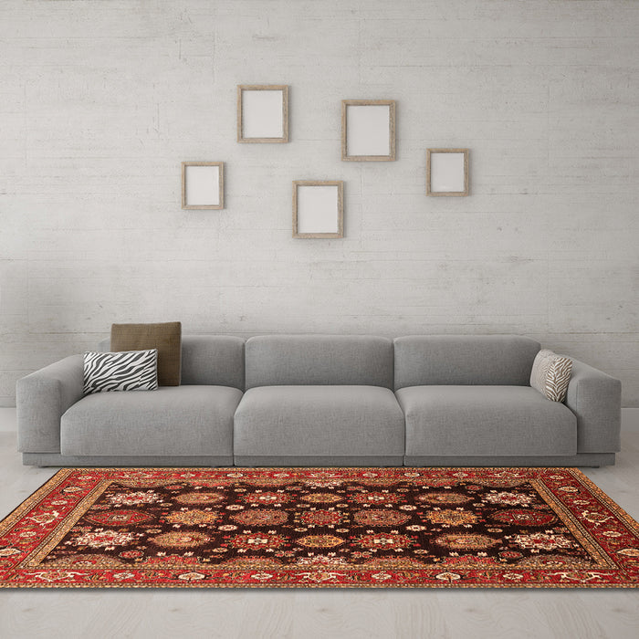 Machine Washable Oriental Orange Industrial Area Rugs in a Living Room, wshurb1954org
