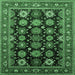 Square Machine Washable Oriental Emerald Green Industrial Area Rugs, wshurb1954emgrn