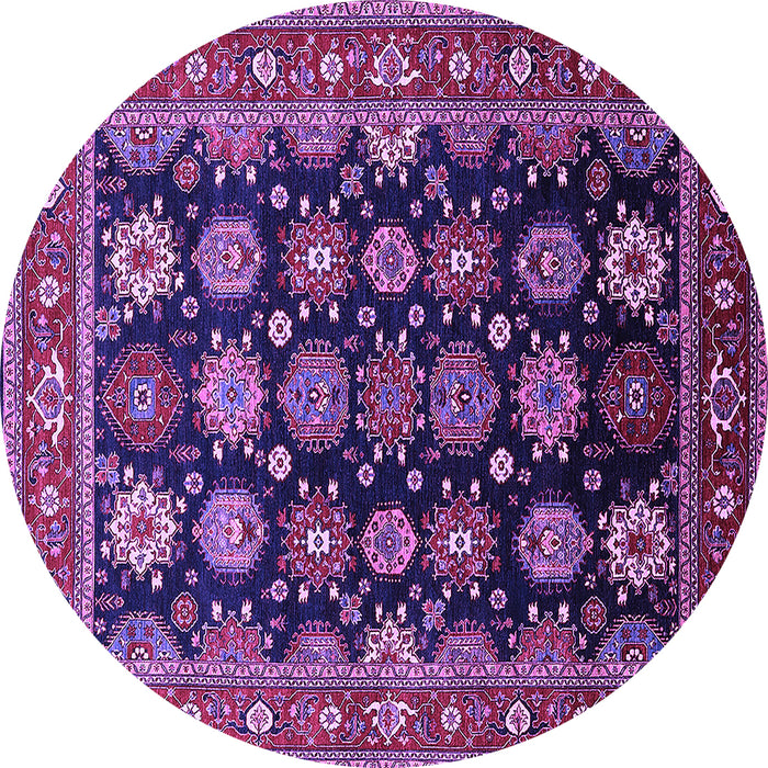 Round Machine Washable Oriental Purple Industrial Area Rugs, wshurb1954pur