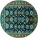 Round Oriental Turquoise Industrial Rug, urb1954turq