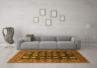 Machine Washable Oriental Yellow Industrial Rug, wshurb1954yw