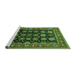 Sideview of Machine Washable Oriental Green Industrial Area Rugs, wshurb1954grn