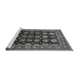 Sideview of Machine Washable Oriental Gray Industrial Rug, wshurb1954gry