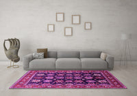 Machine Washable Oriental Pink Industrial Rug, wshurb1954pnk