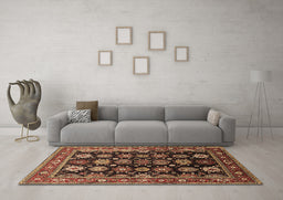 Machine Washable Oriental Brown Industrial Rug in a Living Room,, wshurb1954brn