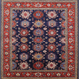 Square Mid-Century Modern Pink Oriental Rug, urb1954