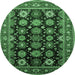 Round Oriental Emerald Green Industrial Rug, urb1954emgrn