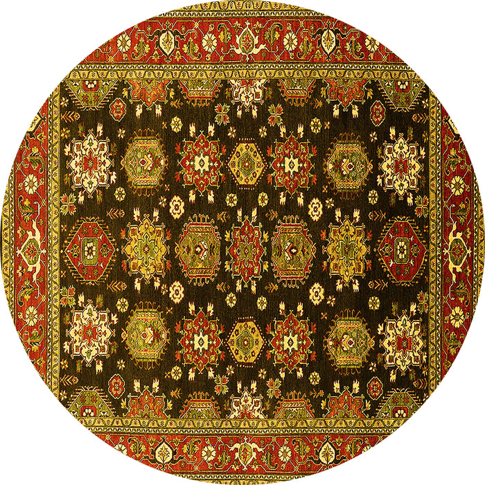 Round Oriental Yellow Industrial Rug, urb1954yw
