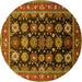 Round Oriental Yellow Industrial Rug, urb1954yw