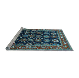 Sideview of Machine Washable Oriental Light Blue Industrial Rug, wshurb1954lblu