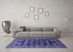 Machine Washable Oriental Blue Industrial Rug in a Living Room, wshurb1954blu
