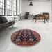 Round Machine Washable Industrial Modern Rosy Pink Rug in a Office, wshurb1954