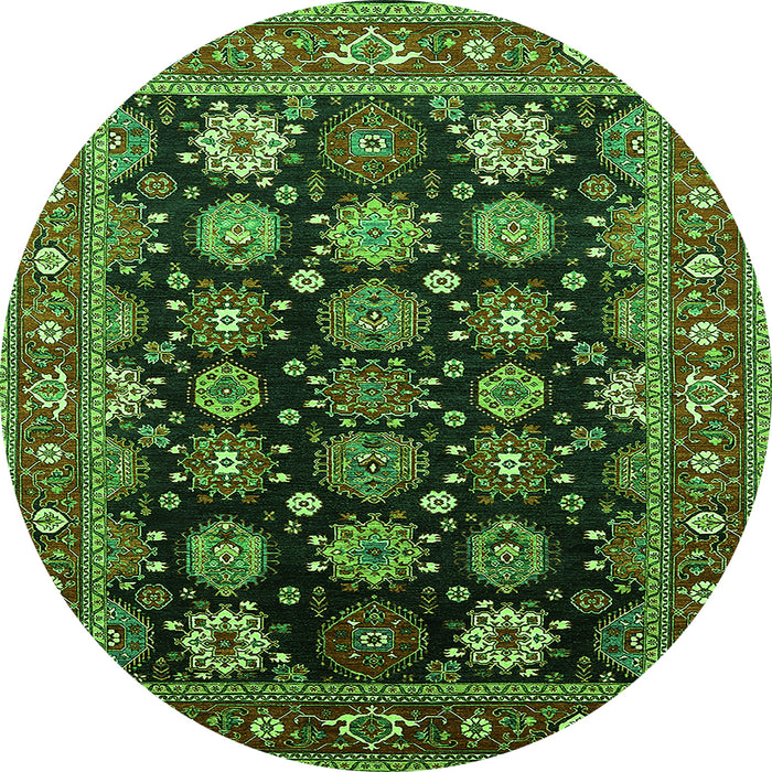 Round Oriental Green Industrial Rug, urb1954grn