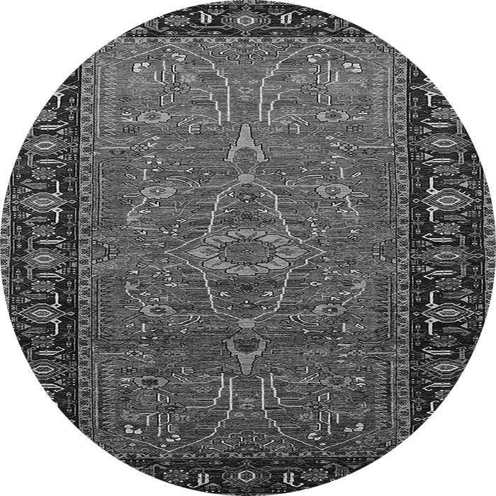 Round Oriental Gray Industrial Rug, urb1955gry